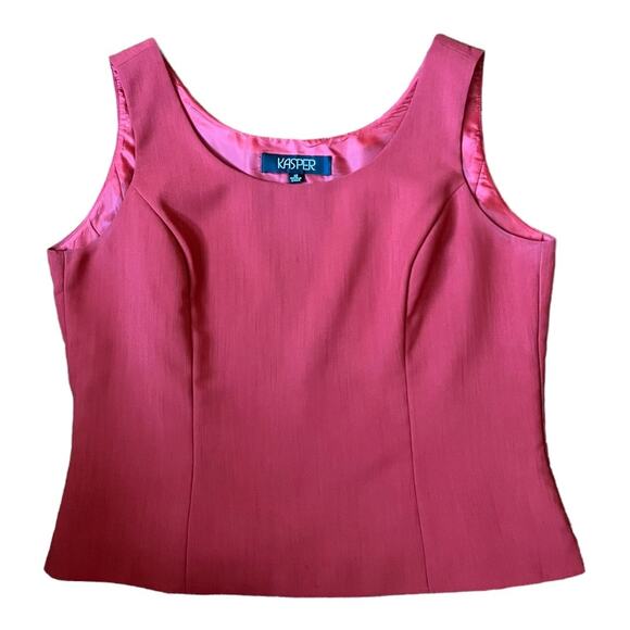 90s Vintage Kasper Red Cropped Tank Blouse Size 12 Side Zip Scoop Neck Coquette - Picture 12 of 15